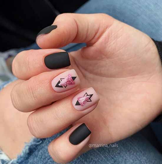 Black glitter manicure: photo with the best design