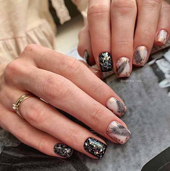 Festive Black Glitter Manicure