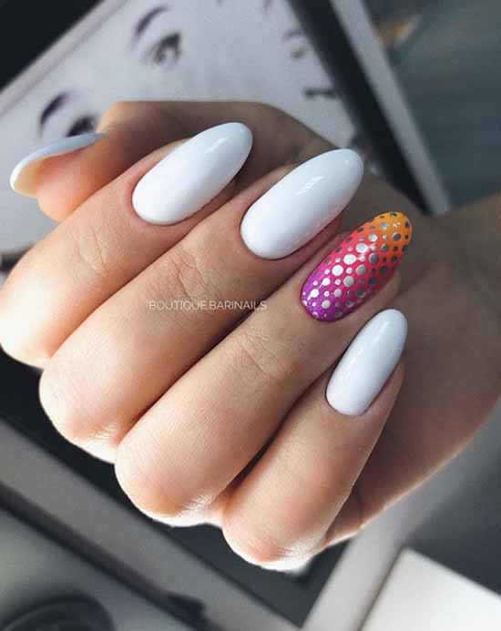 White nails design with silver