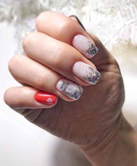 New Year's manicure with silver