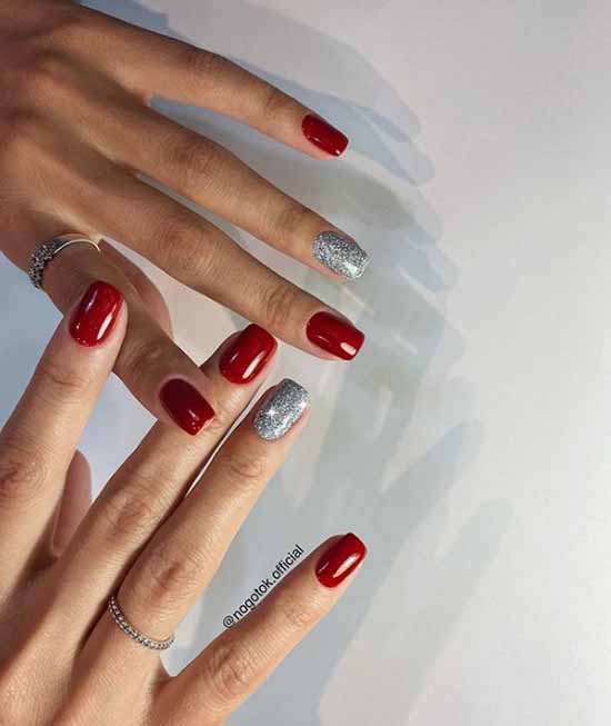 Red nails with silver