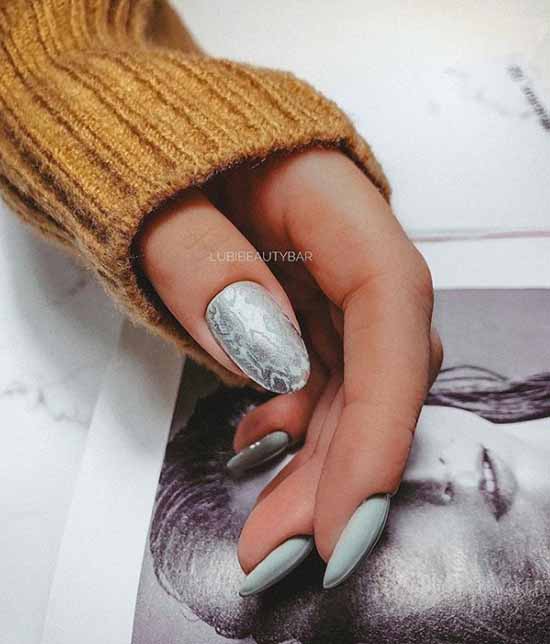 Silver gray nail art