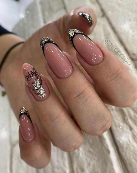 Long sharp nails with winter decor