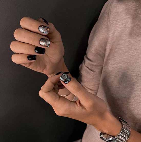 Fashionable black manicure winter