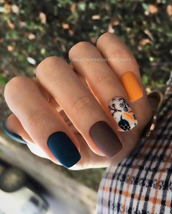 Stylish autumn manicure short nails