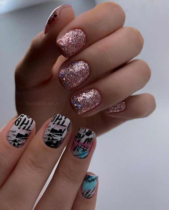 Stylish manicure with glitter photo