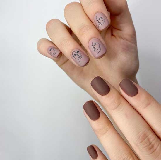 Short nails design on a squared shape