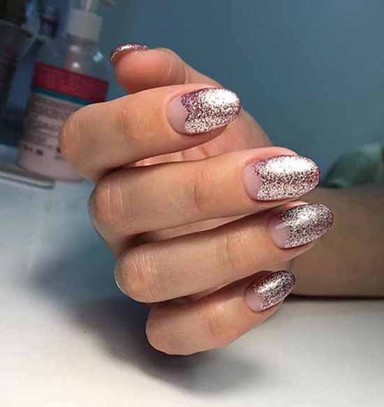 Lunar manicure with pink sequins