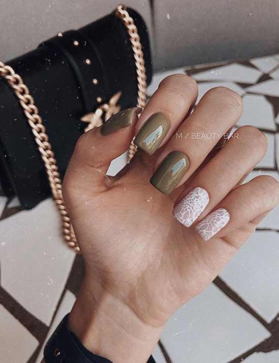 olive white manicure