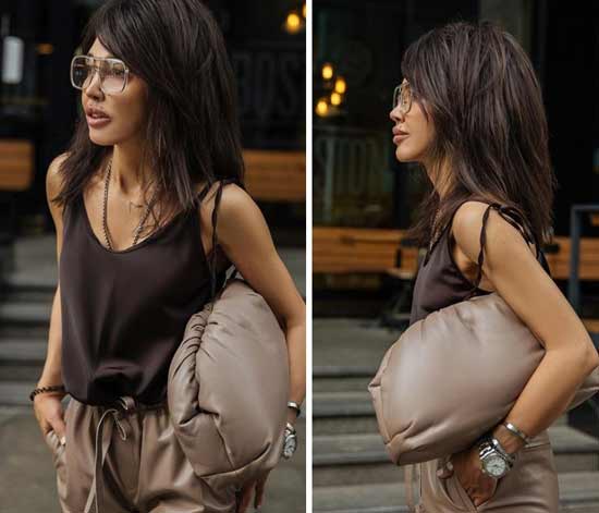 Coupe de cheveux longue avec une frange oblique