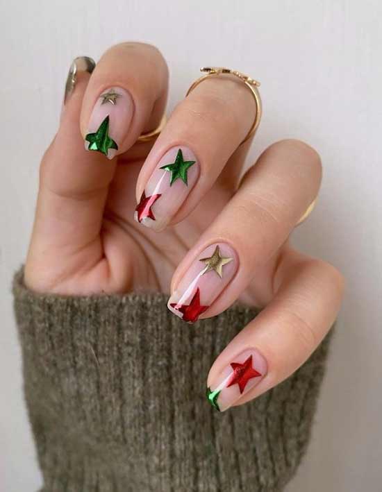 Asterisks on a transparent background nail trend