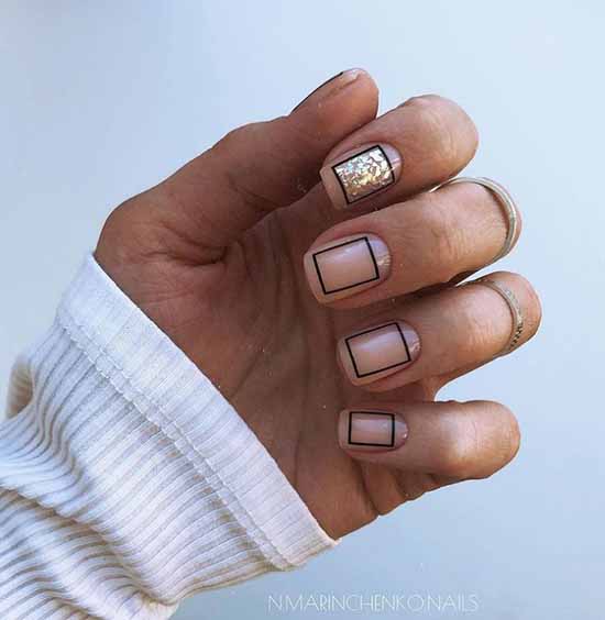 Beige glitter manicure: graceful nail design ideas