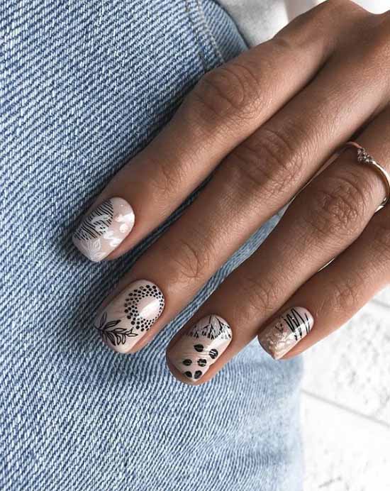 Beige glitter manicure: graceful nail design ideas