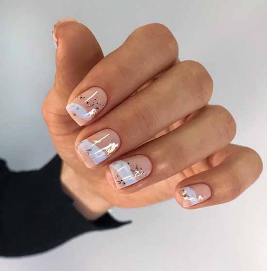 Beige glitter manicure: graceful nail design ideas