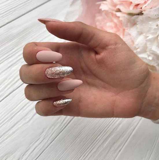 A selection of manicure ideas beige with sparkles