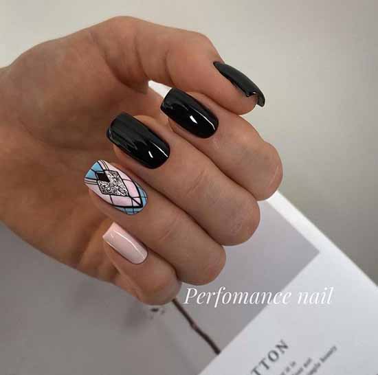 Black manicure with foil: new design, photo ideas