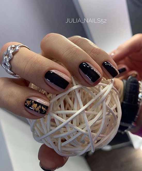 Black manicure with foil: new design, photo ideas