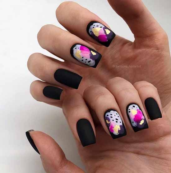 Black manicure with foil: new design, photo ideas