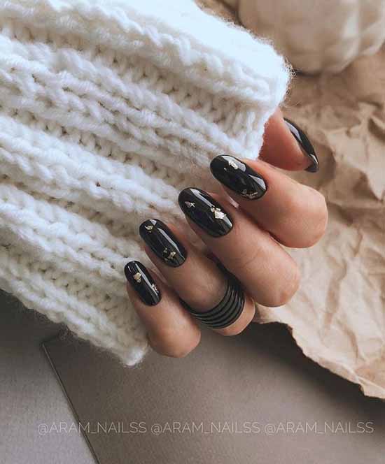 Black manicure with foil: new design, photo ideas