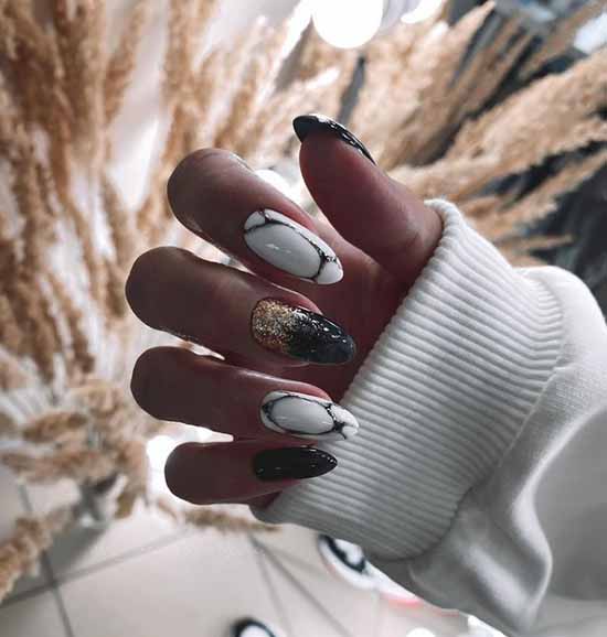 Long black nails with foil