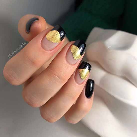 Black manicure with foil: new design, photo ideas