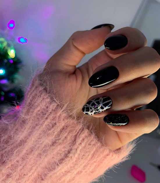 Black manicure with foil: new design, photo ideas