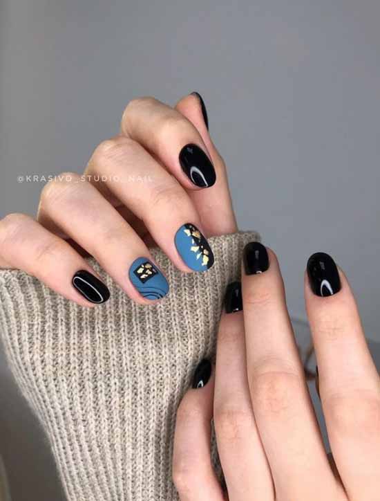 Black manicure with foil: new design, photo ideas