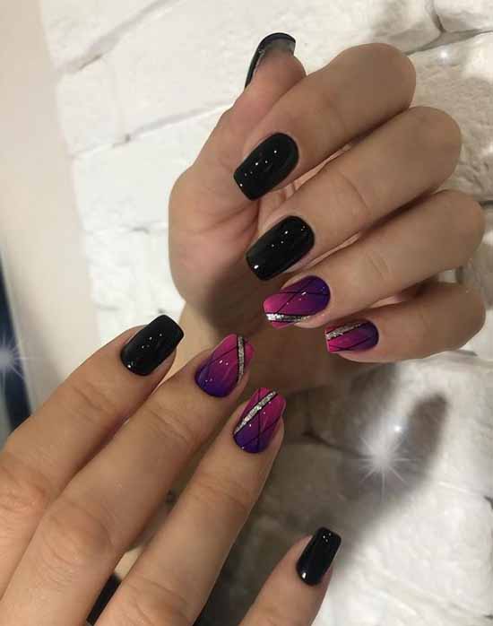 Black manicure with foil: new design, photo ideas