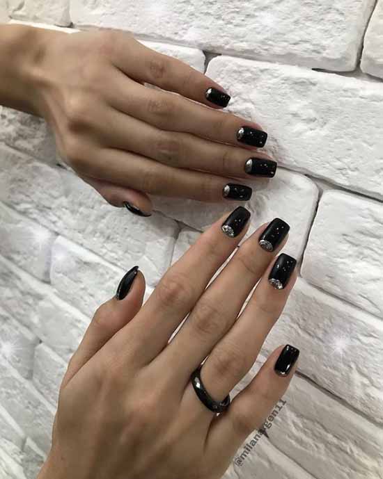 Black manicure with foil: new design, photo ideas