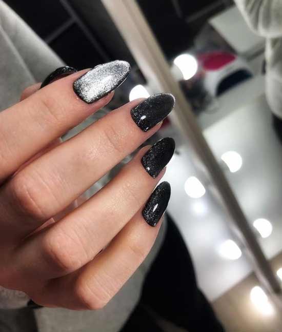 Black manicure decor cat's eye