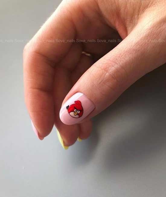 Children's manicure on one nail