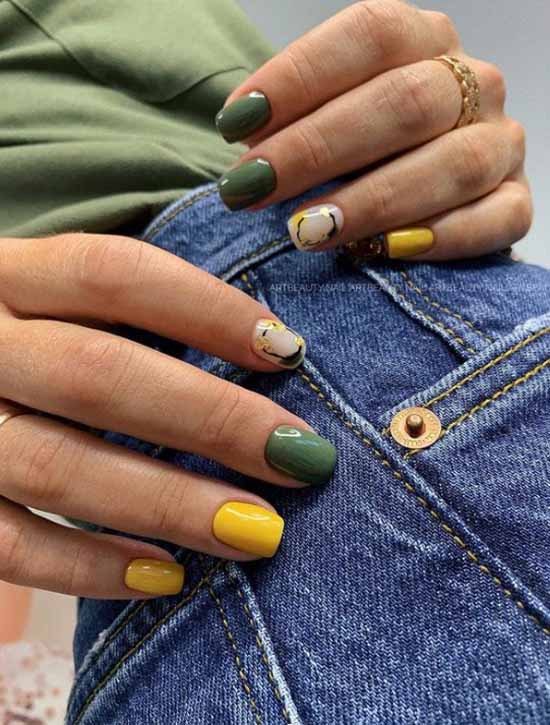 Manucure avec un design sur un ongle: nouveaux articles sur la photo