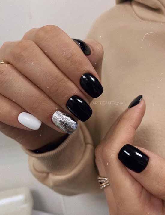 Manicure with a design on one nail: new items in the photo