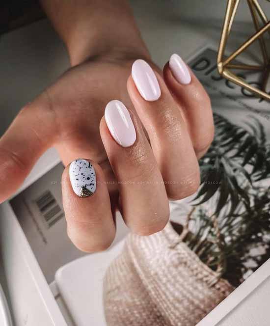 Manicure with a design on one nail: new items in the photo