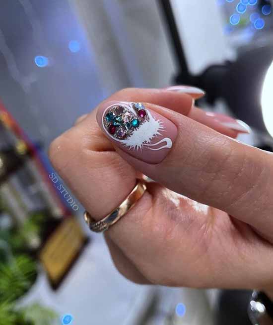 Rhinestone design one nail