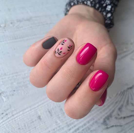 Manicure with a design on one nail: new items in the photo