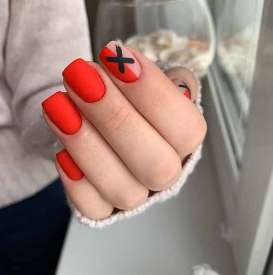 Manicure with a design on one nail: new items in the photo