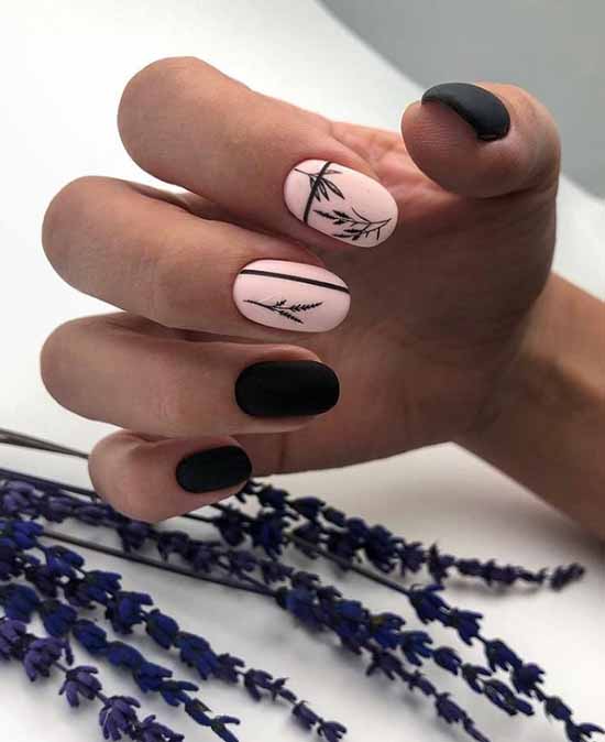 Manicure with a design on one nail: new items in the photo