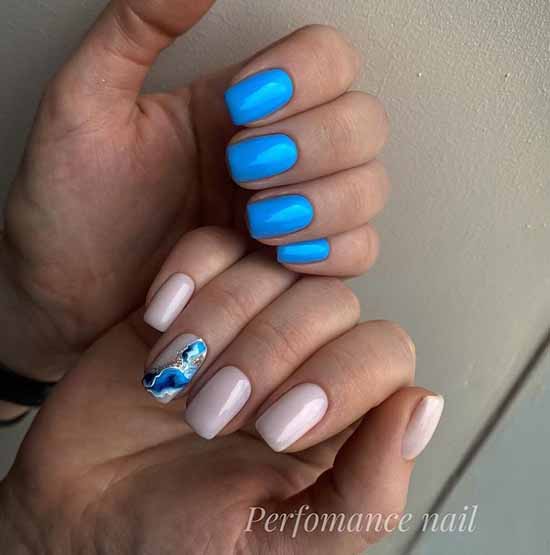 Manicure with a design on one nail: new items in the photo