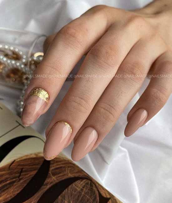 Manicure with a design on one nail: new items in the photo