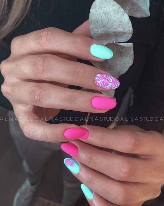 Manicure with a design on one nail: new items in the photo