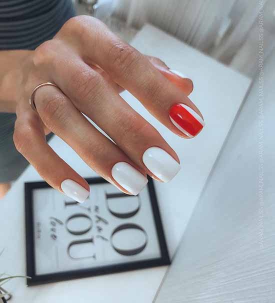 Manicure with a design on one nail: new items in the photo