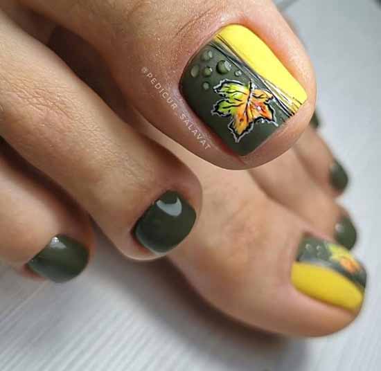 Yellow autumn pedicure