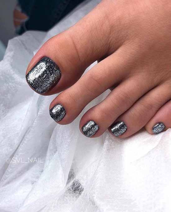 Silver glitter pedicure