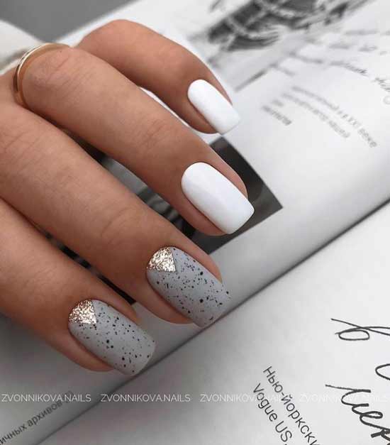 White ruffian glitter manicure