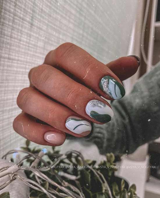 White + green + sequins