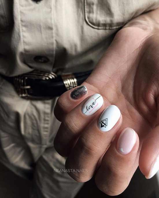 White matte glitter manicure