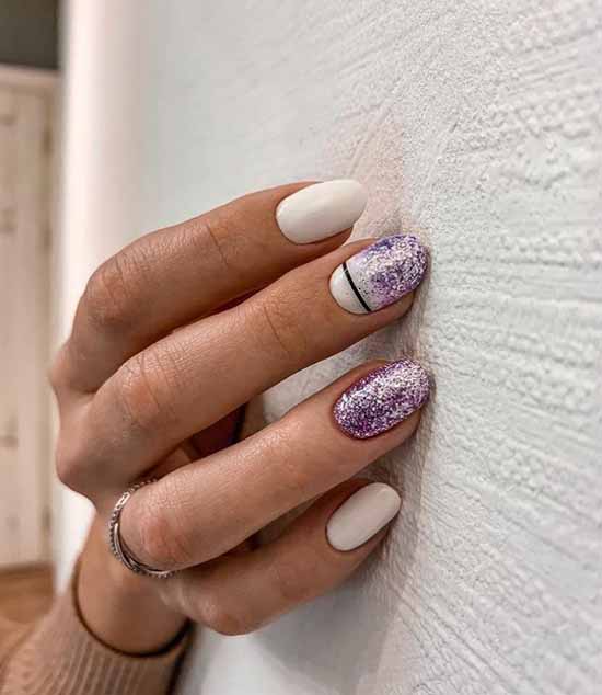 White glitter manicure: beautiful design in the photo, review