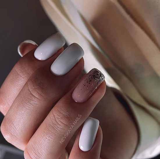 Solid white glitter nails on one nail