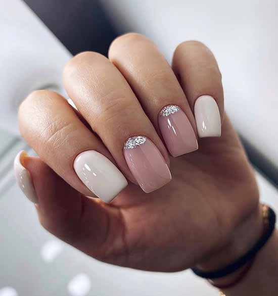 White glitter manicure: beautiful design in the photo, review